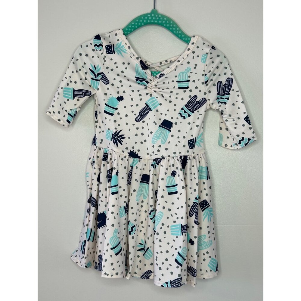 Dotdotsmile Dress Size 12-24 Months New With Tags Blue Cactus Print